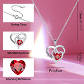 Turandoss Sisters Gifts Heart Necklace S925 Sterling Silver Double Heart Birthstone Necklaces Anniversary Birthday Gifts for Sister Sister in Law Big Sister