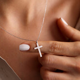 Silver Simple Cross Necklace for Women