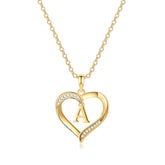 Turandoss Graduation Gift, 14K Gold Plated Heart Initial Pendant Necklace, A to Z Cubic Zirconia Jewelry for Her