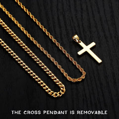 Turandoss Layered Gold Cross Necklace for Men Boys, Stainless Steel Cross Pendant Necklaces, Birthday Gifts for Men, Father, Boys Fashion Stuff
