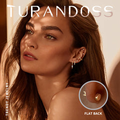 Turandoss 7Pairs Flat Back Stud Earrings for Women Girls, CZ Ball Hoop Huggie Cartilage Dnagle Earring, Birthday Valentine's Day Gifts for Wife Mom