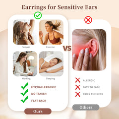 Turandoss 7Pairs Flat Back Stud Earrings for Women Girls, CZ Ball Hoop Huggie Cartilage Dnagle Earring, Birthday Valentine's Day Gifts for Wife Mom