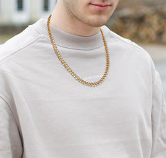 Turandoss Silver Black Cuban Link Chain Necklace for Men Boys, Stainless Steel Chains Necklaces for Him, Birthday Valentine's Day Gift from Mom, 20In
