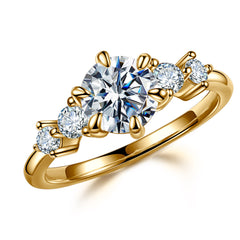 Turandoss S925 Sterling Silver Big Moissanite Rings for Women, Silver Gold Wedding Diamond Ring, Birthday Gifts, Valentine's Day Gift for Wife Mom
