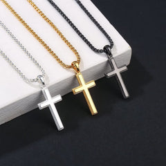 Turandoss S925 Sterling Silver Cross Necklace for Men Boys, Cross Pendant Mens Necklaces, Birthday Gift for Him, Valentine's Day Gifts from Wife