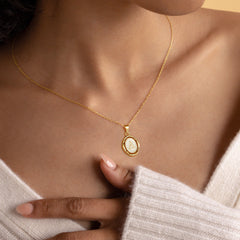 Oval Initial Necklace for Women Jewelry Gifts