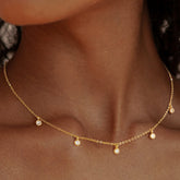 Turandoss Gold Cubic Zirconia Choker Necklace for Women - Dainty Gold Charm Necklaces Non Tarnish, Wedding Prom Bridesmaids Jewelry Gifts, 15+2.5In