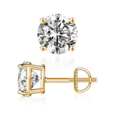 Turandoss 0.2-4ct Moissanite Screw Back Earrings, Round D Color VVS1 Clarity Conflict Free Lab Created Moissanite Stud Earrings 14K White Yellow Rose Gold Vermeil for Women & Men Gift