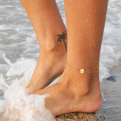 Dainty 14K Gold Filled Layered Letter A Initial Anklet Bracelets