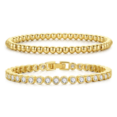 Turandoss 18K Gold Beaded Bracelets for Women Girls, Dainty Personalized Tennis Zirconia Bracelet, Birthday Gifts, Valentine's Day Gift for Women Mom