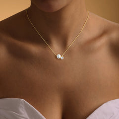 Turandoss Pearl Necklaces for Women - Dainty Gold Choker Pendant Pearl Necklace with Cubic Zirconia, Bridal Wedding Gifts, Bridesmaid Gifts, 16+2.5In