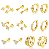 Turandoss 8Pairs Flat Back Stud Earrings Set for Women Girls, Butterfly CZ Hoop Huggie Cartilage Earring, Birthday Valentine's Day Gifts for Wife Mom