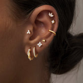 Turandoss 8Pairs Flat Back Stud Earrings Set for Women Girls, Cubic Zircon Hoop Huggie Cartilage Earring, Birthday Valentine's Day Gifts for Wife Mom