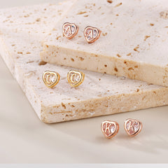 Turandoss Heart Stud Earrings for Girls Women, S925 Sterling Silver Studs Hypoallergenic Earrings Initial Earrings for Kids Jewelry for Girls Gifts