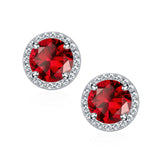 Turandoss S925 Sterling Silver Stud Earrings for Women, Month Birthstone Round Cartilage Earring, Birthday Valentine's Day Gifts for Women Wife Mom