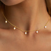 Turandoss Gold Pearl Necklaces for Women - Dainty 18k Gold Pearl Choker Pearl Necklace, Prom Jewelry Gifts, Bridal Bridesmaid Wedding Gifts, 15+2.5In