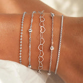 Turandoss Silver Stack Bracelets for Women, Dainty Stainless steel Layered Chain Link Bracelet Set, Birthday Gift, Valentine's Day Gifts for Women