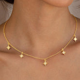 Turandoss 18K Gold Zircon Charm Necklace for Women - Dainty Gold Cubic Zirconia Choker Necklace, Wedding Prom Bridesmaids Jewelry Gifts, 15+2.5In