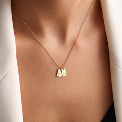 Dainty 14K Gold Plated Initial Heart Pendent Necklace for Women