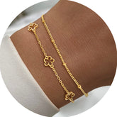 Turandoss 18K Gold Link Bracelets for Women Girls, Dainty Polished Layered Chain Bracelet Set, Birthday Gift, Valentine's Day Gifts for Women Wife Mom