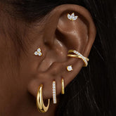Turandoss 7Pairs Flat Back Stud Earrings for Women Girls, CZ Hoop Huggie Cartilage Clip on Earring, Birthday Gift, Valentine's Day Gifts for Wife Mom