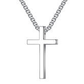 Turandoss Silver Cross Necklace for Men Boys, Stainless Steel Cross Pendant Mens Necklace, Birthday Gift for Him, Valentine's Day Gifts from Wife