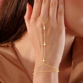 Turandoss 2PCS Gold Hand Chain Bracelet for Women - Dainty 18K Gold Hand Chain, Finger Rings Link Bracelets, Birthday Christmas Gifts for women, 6+2In