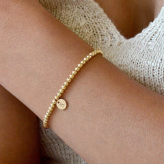 Turandoss 18K Gold Initial Bracelets for Women Girls - Dainty Initial Disc Charm Bracelets, Beaded Letter Bracelet for Kid, Christmas Jewelry Gifts