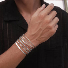 Turandoss 6PCS Silver Chain Bracelet for Men Boys - Stainless Steel Snake Figaro Rope Cuban Link Bracelets, Chain Bracelet Stack, Gifts for Men