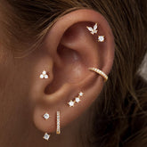 Turandoss 7Pairs Flat Back Stud Earrings for Women Girls, CZ Hoop Huggie Cartilage Clip on Earring, Birthday Gift, Valentine's Day Gifts for Wife Mom