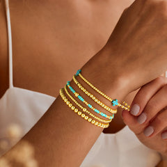 Turandoss 5PCS 18K Gold Beaded Bracelets Set for Women, Colorful Bead Ball Stretch Stack Bracelet, Birthday Gift, Valentine's Day Gifts for Women