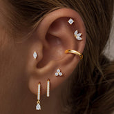 Turandoss 7Pairs Flat Back Stud Earrings for Women Girls, CZ Hoop Huggie Cartilage Dnagle Earring, Birthday Gift, Valentine's Day Gifts for Wife Mom
