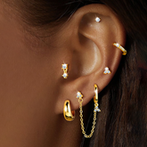 Turandoss 6Pairs Flat Back Stud Earrings for Women Girls, CZ Hoop Huggie Cartilage Clip on Earring, Birthday Gift, Valentine's Day Gifts for Wife Mom