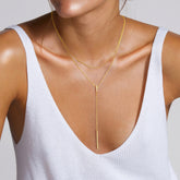 Turandoss Lariat Necklace for Women, Dainty 18K Gold Layered Y-Shaped Bar Pendant Necklaces, Birthday Gifts, Valentine's Day Gifts for Women Wife