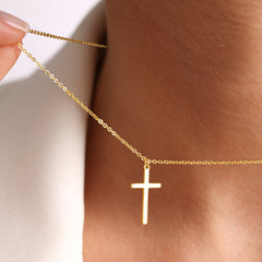 Turandoss 14K Gold Plated Cross Necklace for Women Girls - Danity Pendant Girls Necklaces, Birthday Valentine's Day Gifts for Women, 18+2.5in, Gold