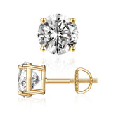 Turandoss 0.2-4ct Moissanite Screw Back Earrings, Round D Color VVS1 Clarity Conflict Free Lab Created Moissanite Stud Earrings 14K White Yellow Rose Gold Vermeil for Women & Men Gift