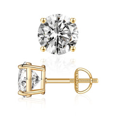 Turandoss Graduation Gift, Moissanite Screw Back Stud Earrings, Round D Color VVS1 Lab Created White Gold for Her