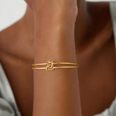 Turandoss Knot Cuff Bangle Bracelets for Women Girls, 18K Gold Adjustable Open Bracelet, Birthday Gifts, Valentine's Day Gifts for Women Wife Mom