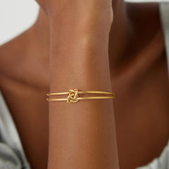 Turandoss Knot Cuff Bangle Bracelets for Women Girls, 18K Gold Adjustable Open Bracelet, Birthday Gifts, Valentine's Day Gifts for Women Wife Mom