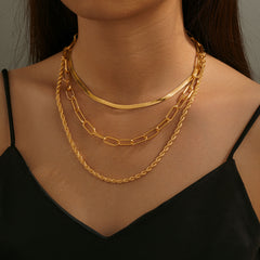 Turandoss 18K Gold Layered Necklaces for Women, Dainty Choker Chain Necklace, Snake Rope Paperclip Chain, Gold Jewelry for Women, Christmas Gifts
