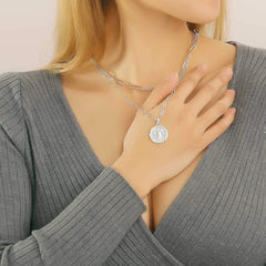 Silver Chain&Medallion Necklaces