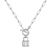 Silver Lock Link Choker Necklace