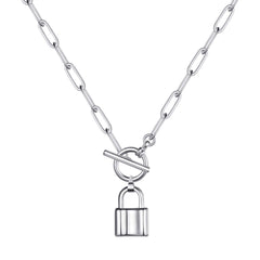 Silver Lock Link Choker Necklace