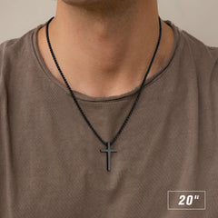 Turandoss Black Cross Necklace for Men Boys, Stainless Steel Cross Pendant Necklaces, Birthday Gifts for Men, Father, Boyfriend, Boys Fashion Stuff