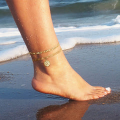 Turandoss Mother's Day Gift, Gold Layered Initial Anklets for Mom