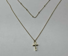 Turandoss Gold Layered Cross Necklace for Women Girls - Dainty Stack Chain Choker Necklace, Gold Jewelry for Women, Birthday Gifts, 15+2.5/17+2.5In