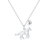 Turandoss Graduation Gift, Stainless Steel Heart Initial Horse Pendant Necklace, A-Z Letter Jewelry for Her
