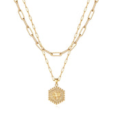 2PCS A Papercilp Chain&Hexagon Dainty Layered Choker Necklace