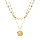 2PCS B Papercilp Chain&Coin Dainty Layered Choker Necklace