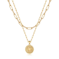 2PCS B Papercilp Chain&Coin Dainty Layered Choker Necklace